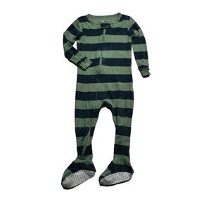Carter's Eaffle Knit Green and Black Striped Footie